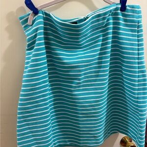 Talbots Teal & White Striped Knit Skirt